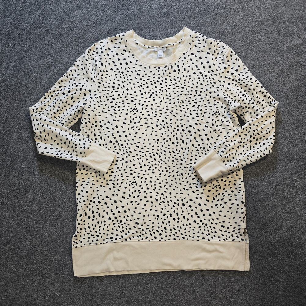 Daily Ritual Sweatshirt Women Size Medium White Black Polka Dot Dalmation Lounge